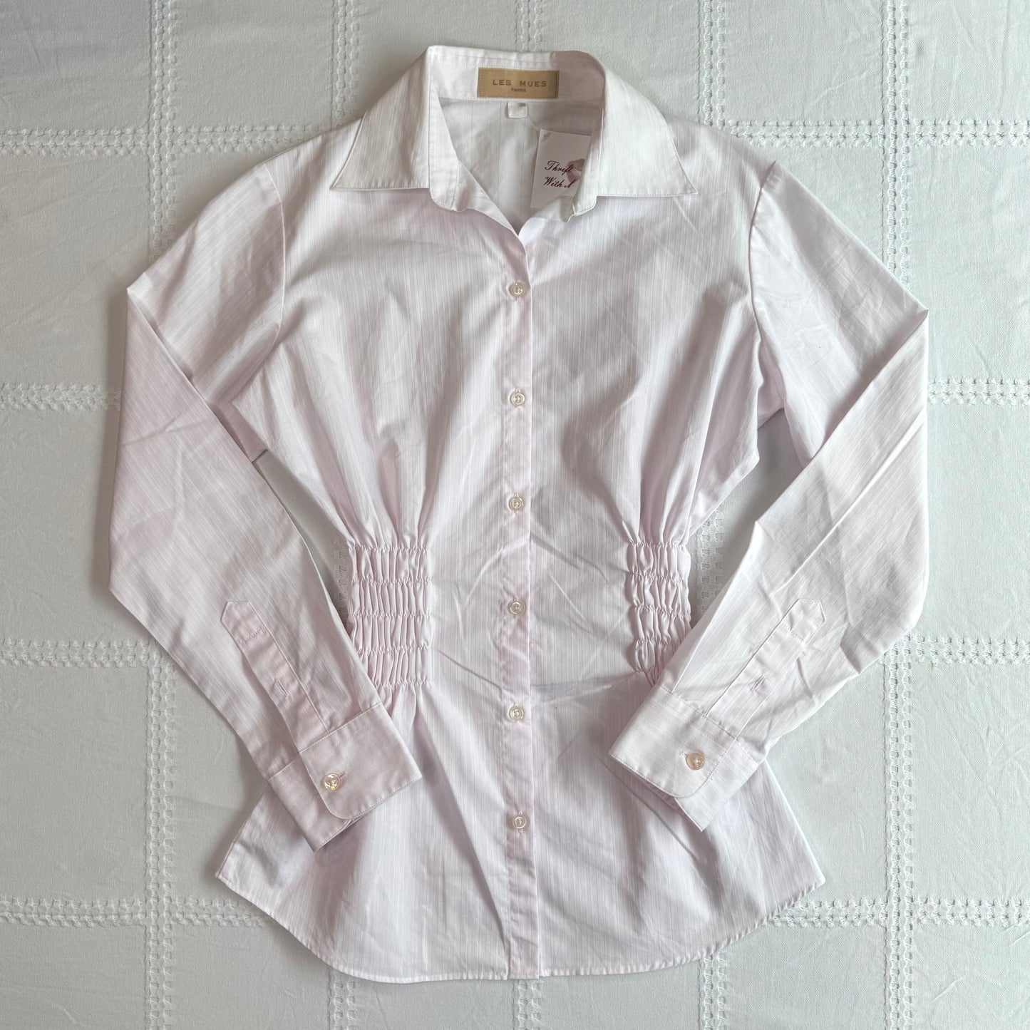 Pink Cinched Button Up Blouse