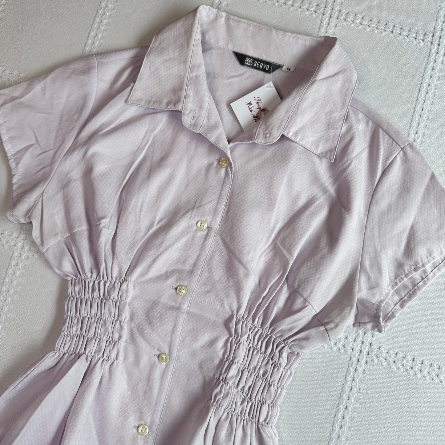 Purple Cinched Button Up Blouse
