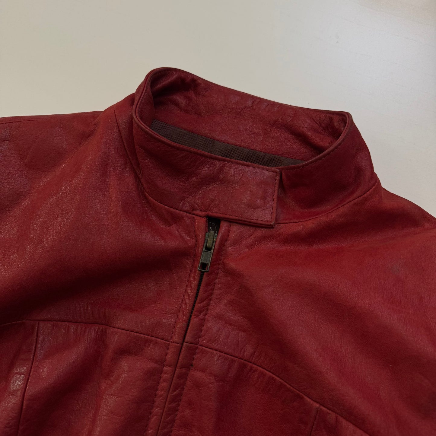 Red Leather Moto Jacket