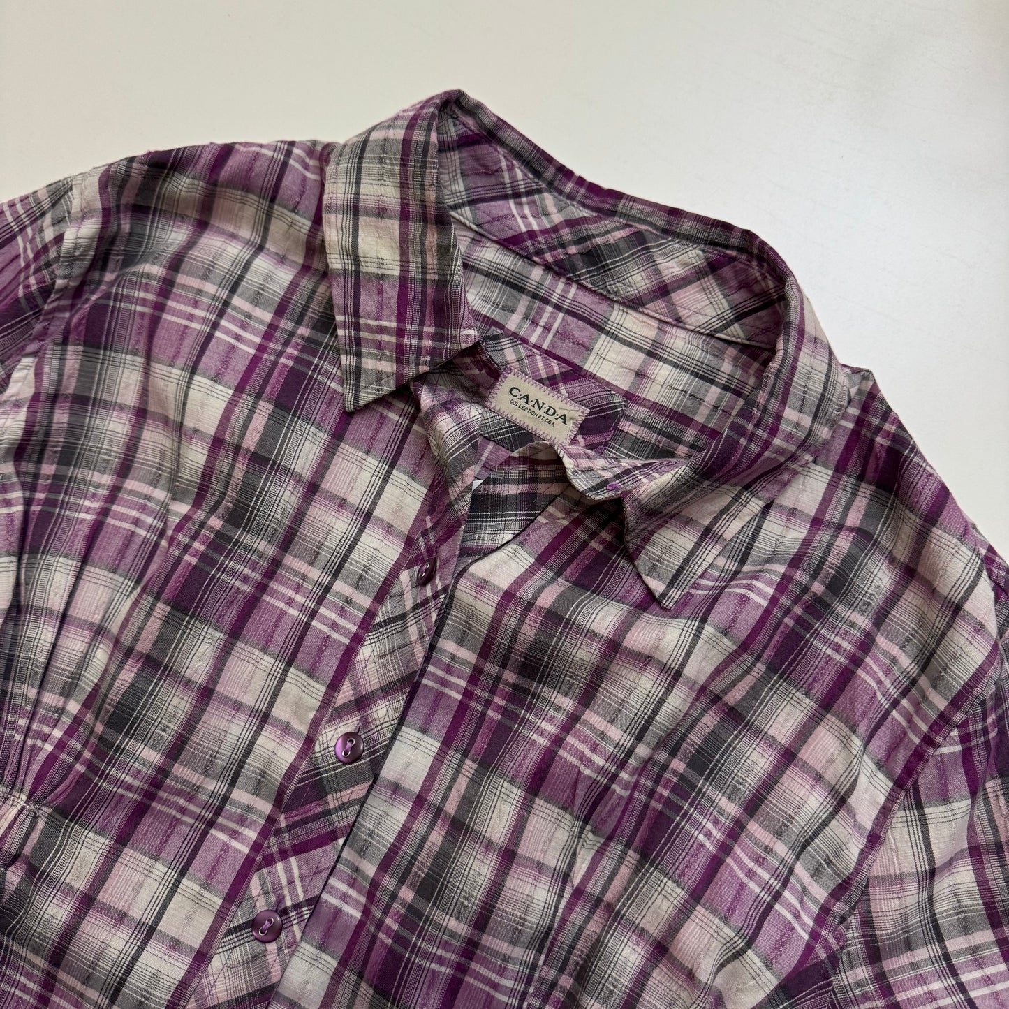 Purple Plaid Cinched Shirt