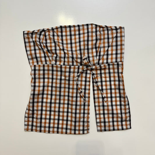 Plaid Strapless Tie Back Top