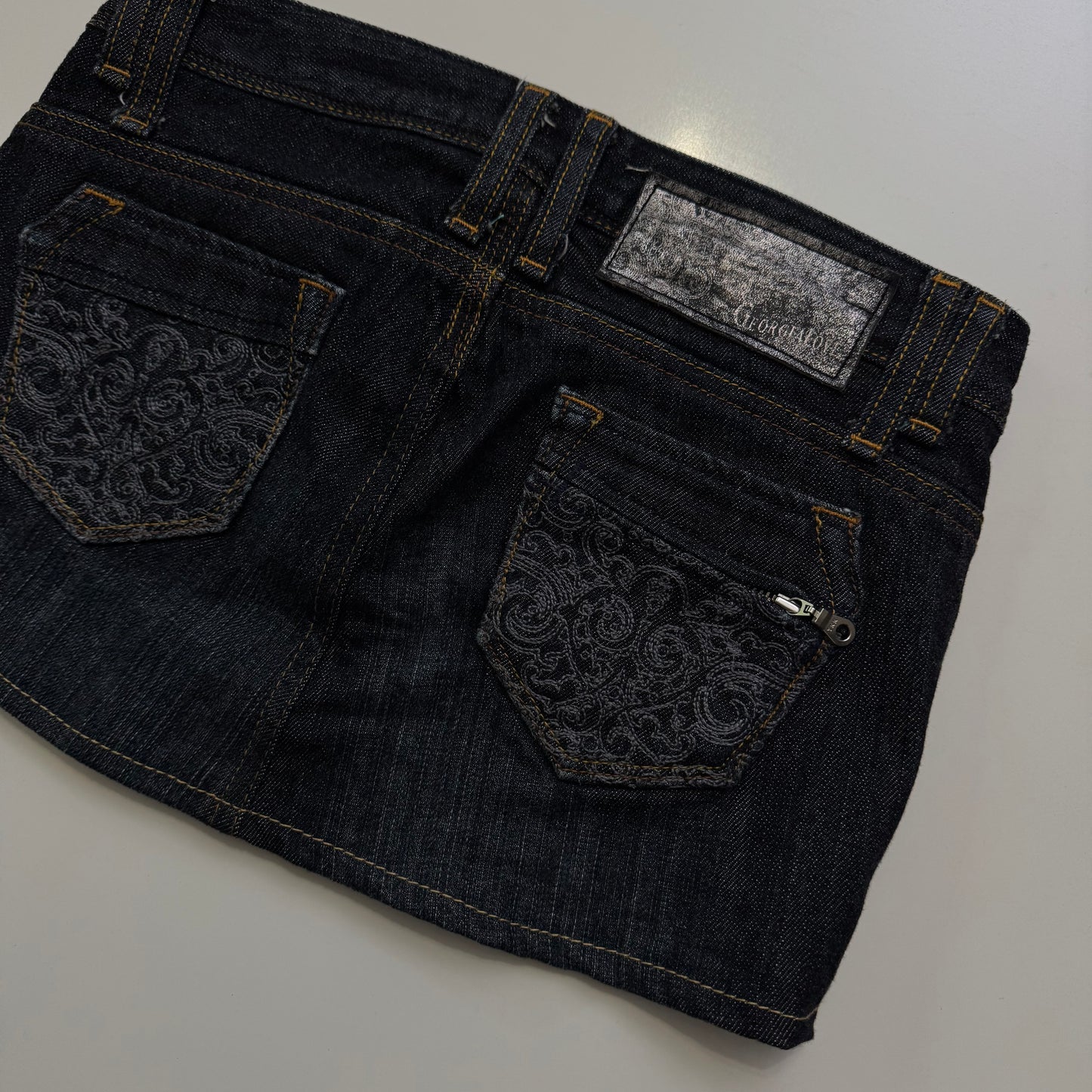 Embroidered Denim Mini Skirt