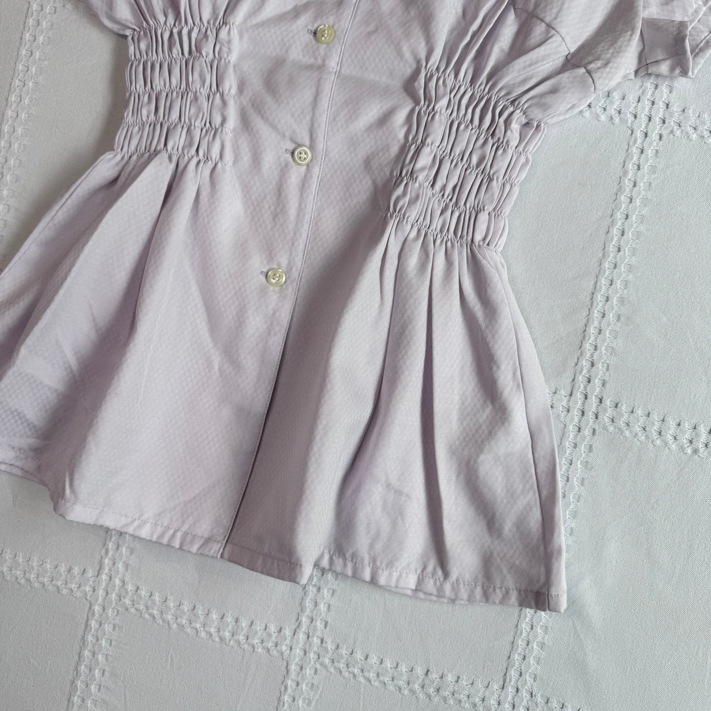 Purple Cinched Button Up Blouse