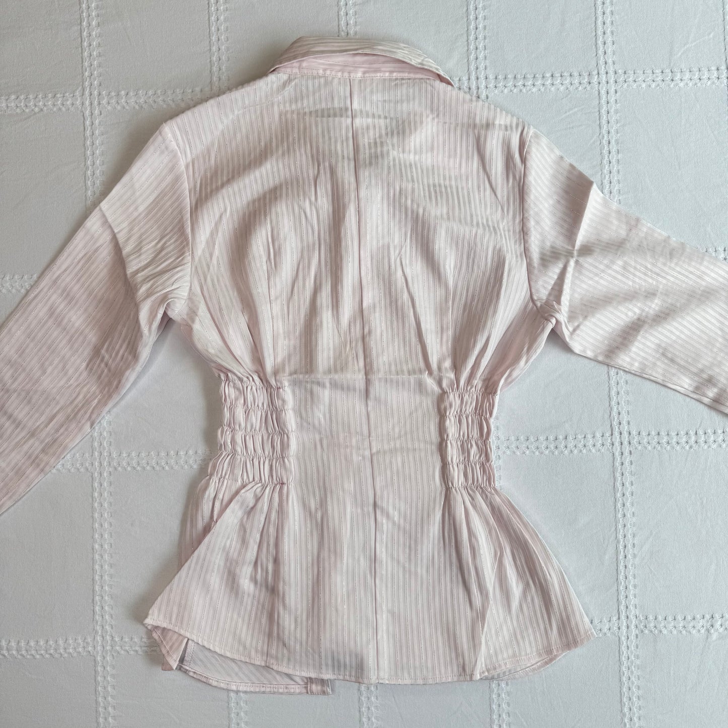 Pink Cinched Button Up Blouse