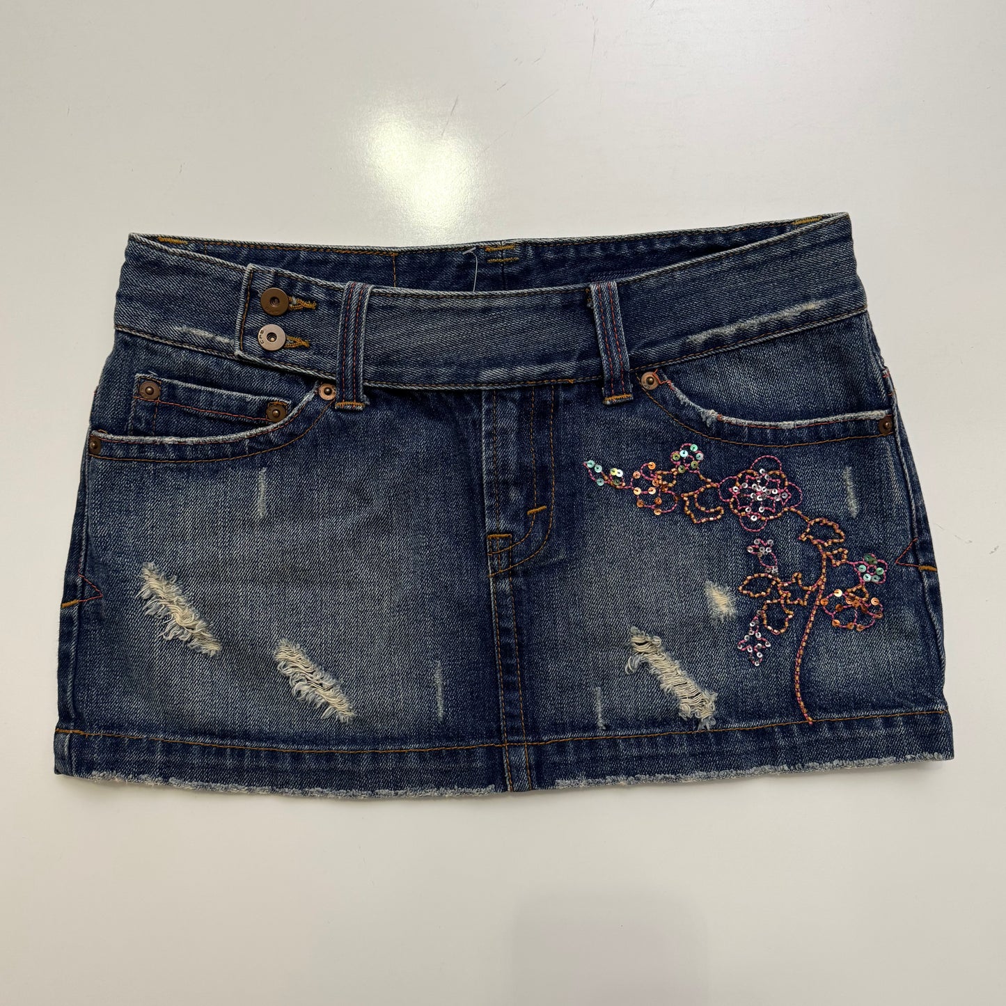 Embroidered Denim Mini