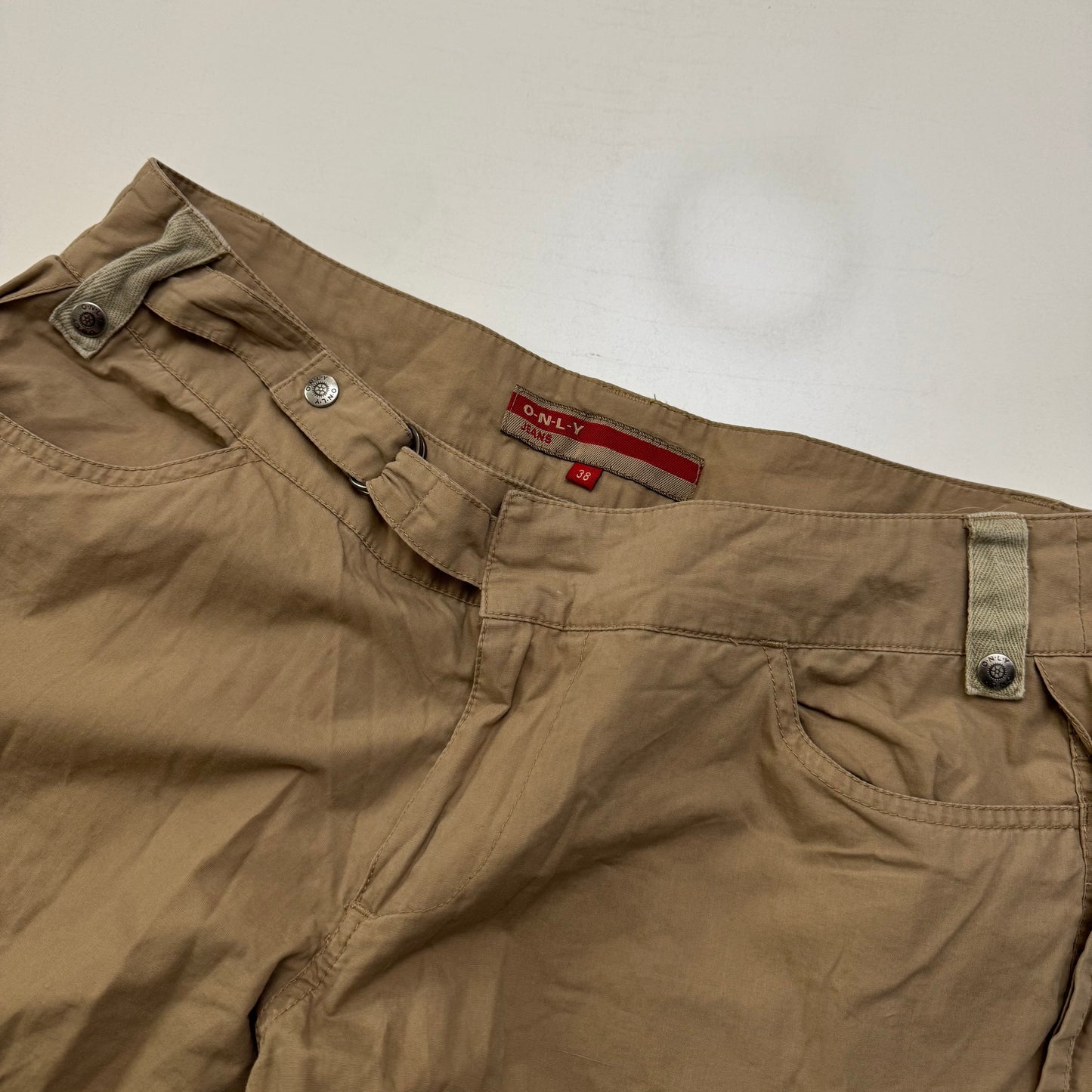Tan Cargo Flare Pants