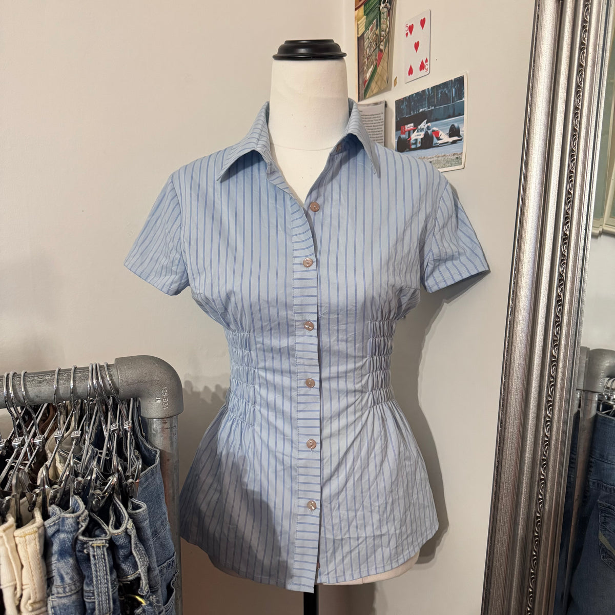 Blue Cinched Blouse