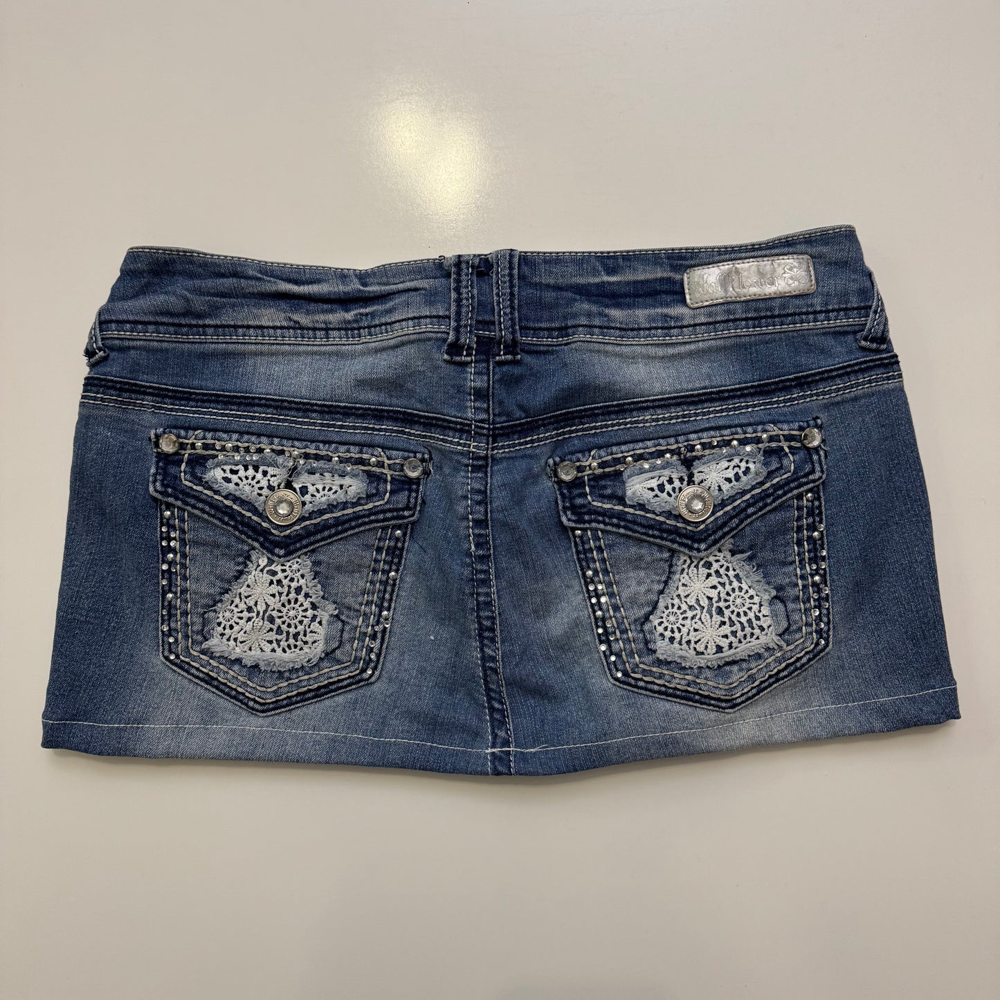 Lace Pocket Denim Mini