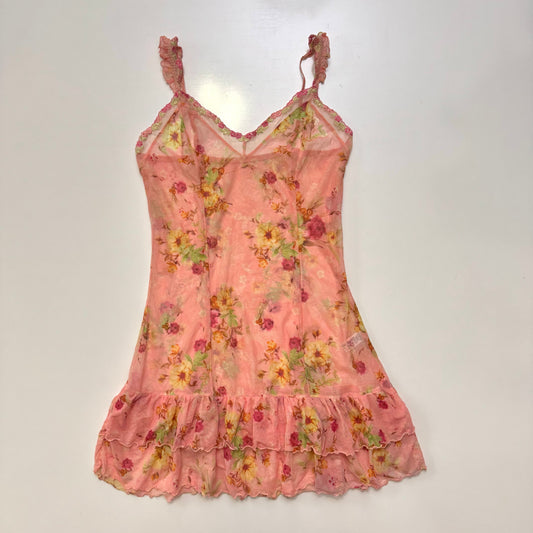 Pink Mesh Mini Dress