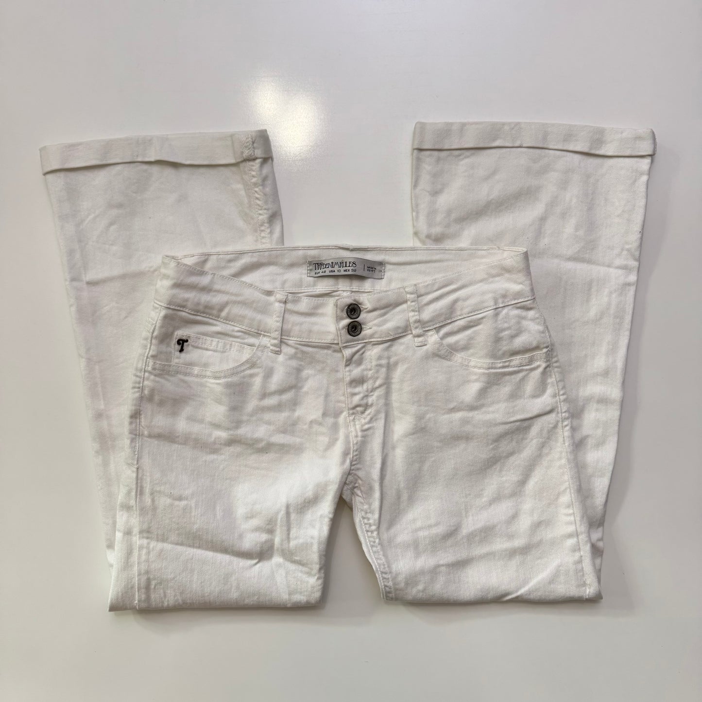 White Low Rise Flare Jeans