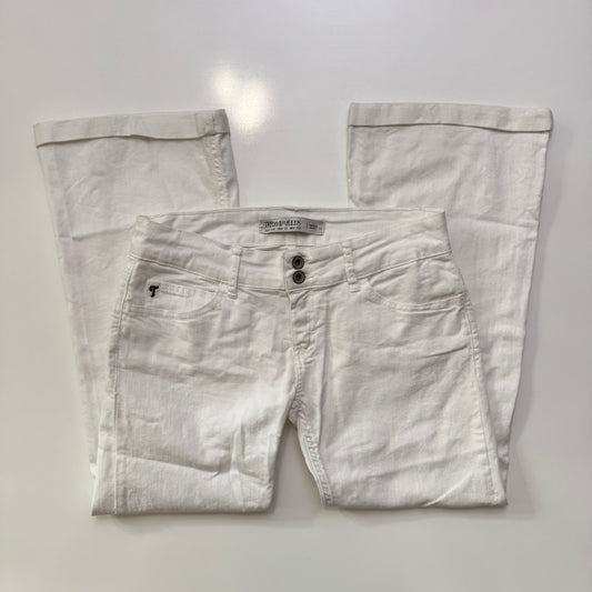 White Low Rise Flare Jeans