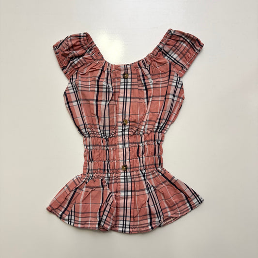 Pink Plaid Milkmaid Top