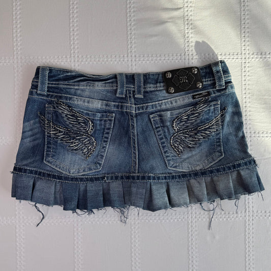 Miss Me Angel Wing Denim Mini