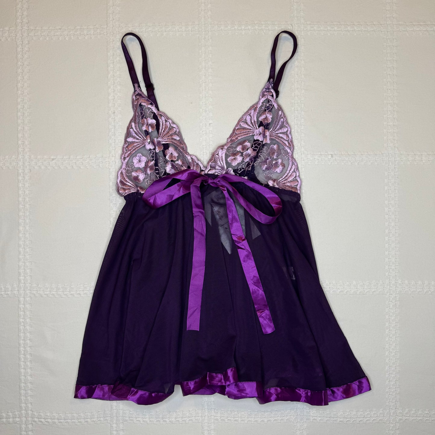 Purple Lace Bust Babydoll Cami