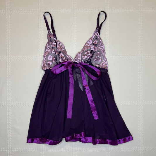 Purple Lace Bust Babydoll Cami