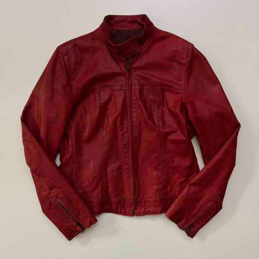 Red Leather Moto Jacket