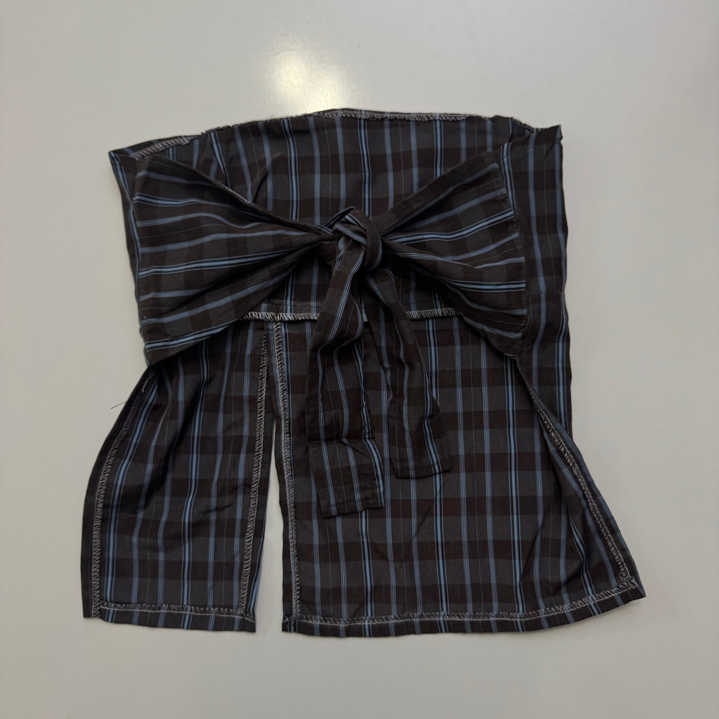 Plaid Strapless Tie Back Top