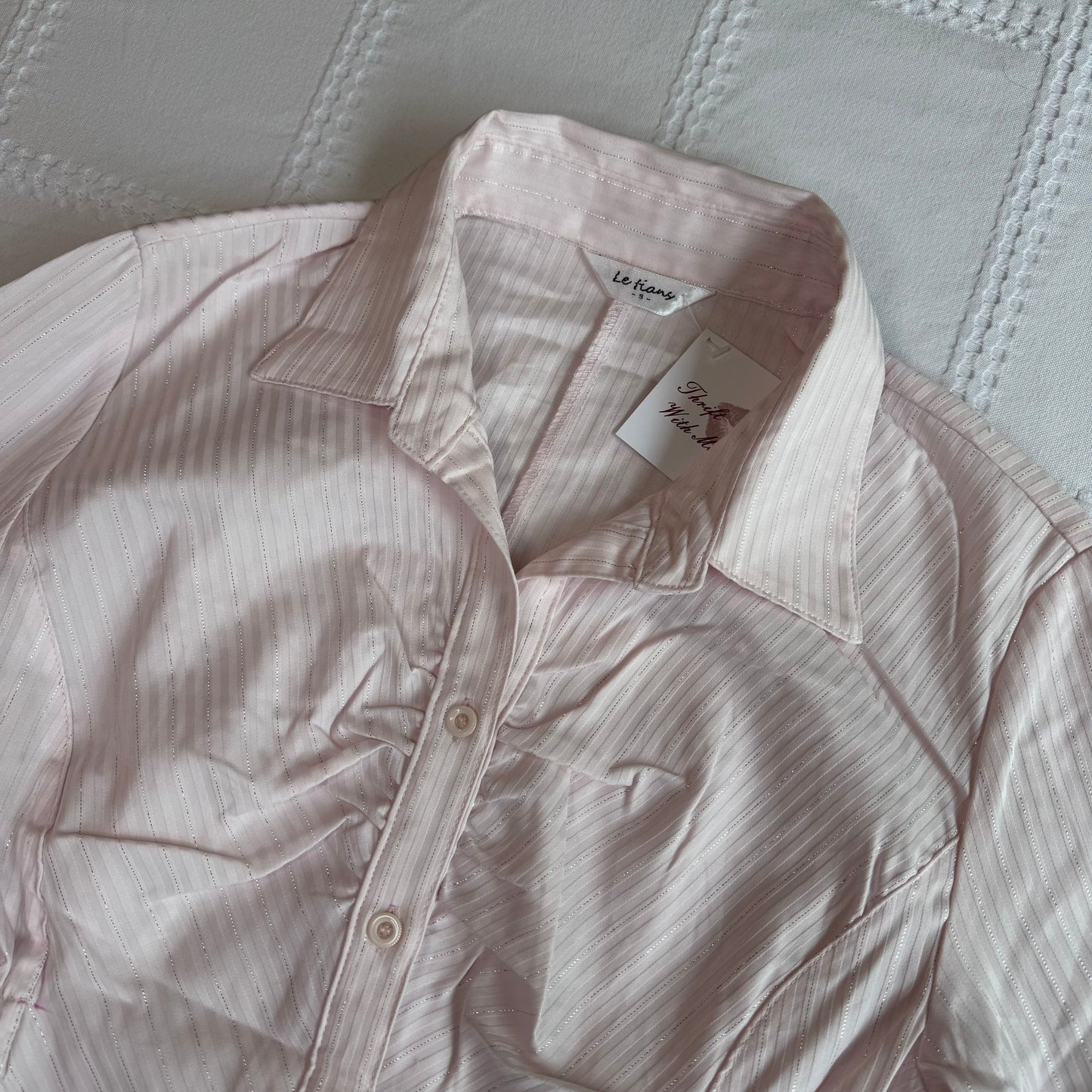 Pink Cinched Button Up Blouse