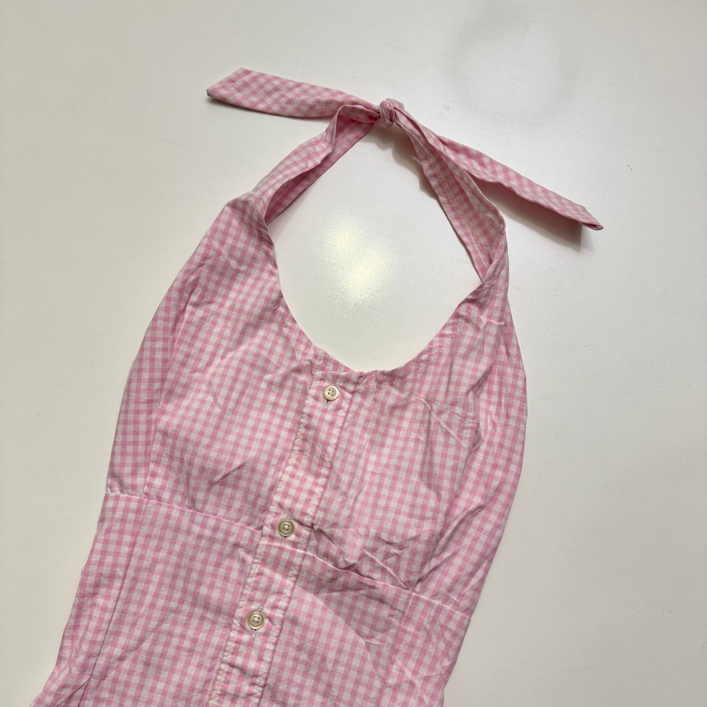 Pink Gingham Halter