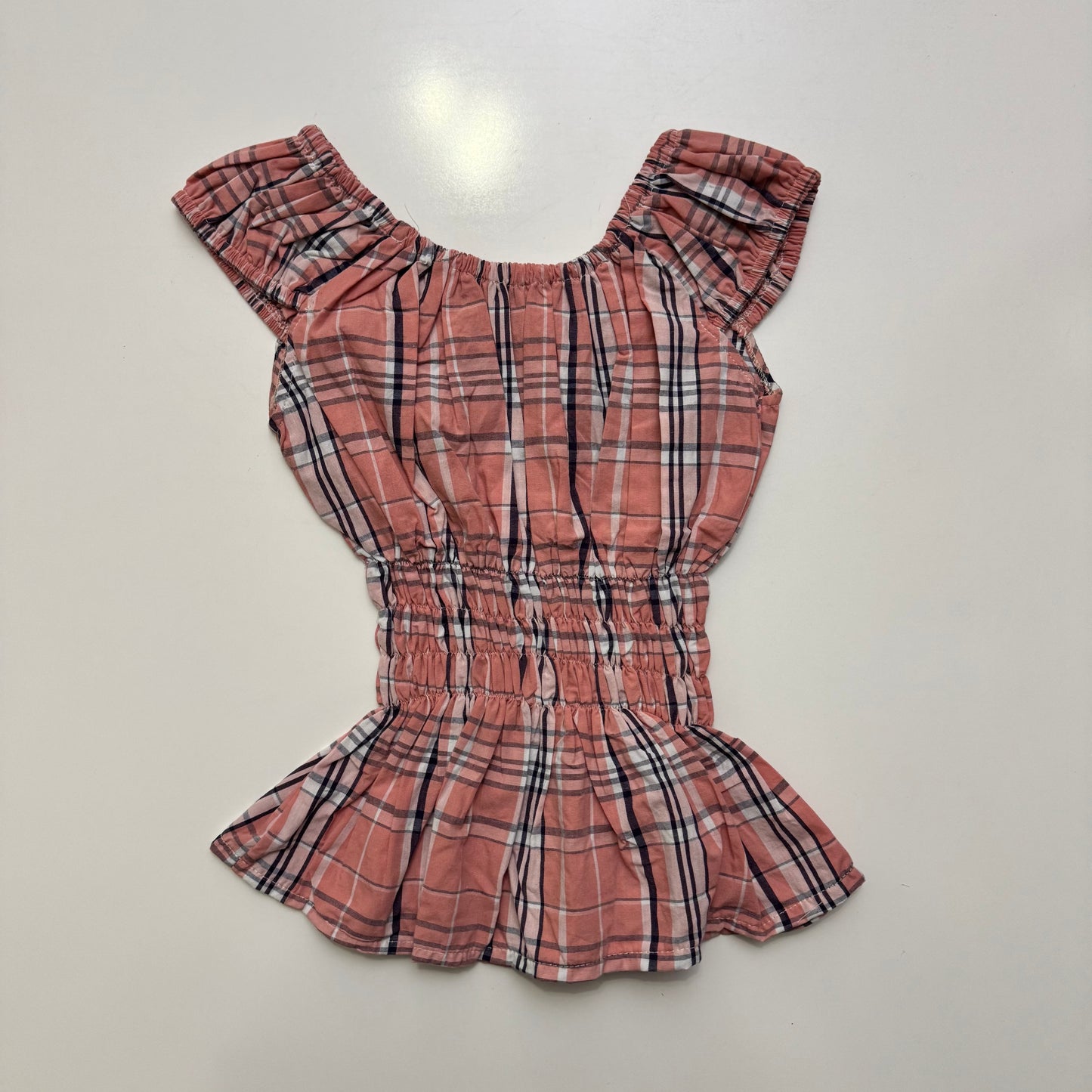 Pink Plaid Milkmaid Top