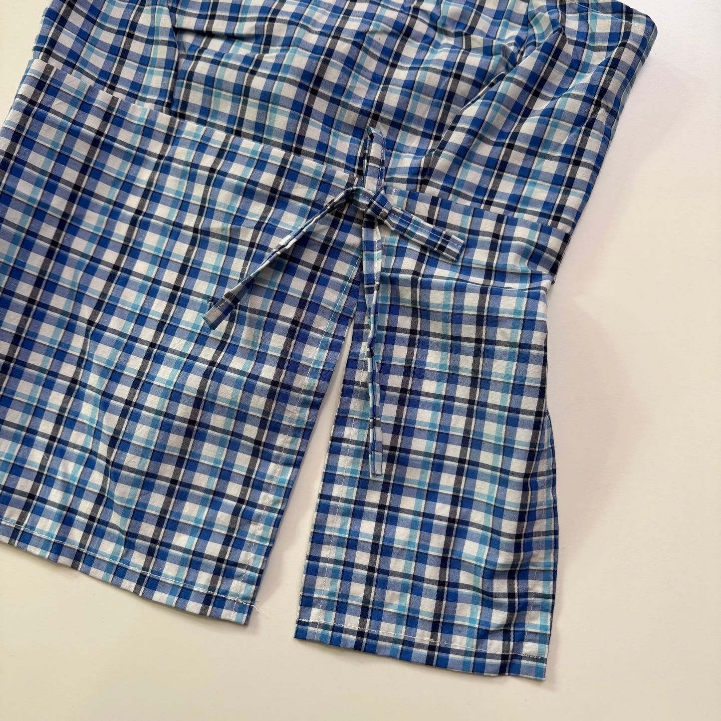 Blue Plaid Strapless Tie Back Top