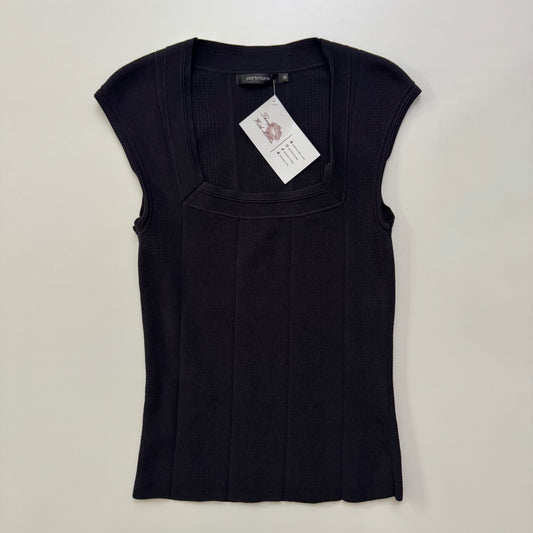 Black Knit Cap Sleeve Top