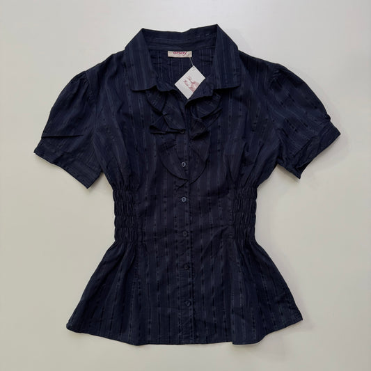 Navy Cinched Blouse
