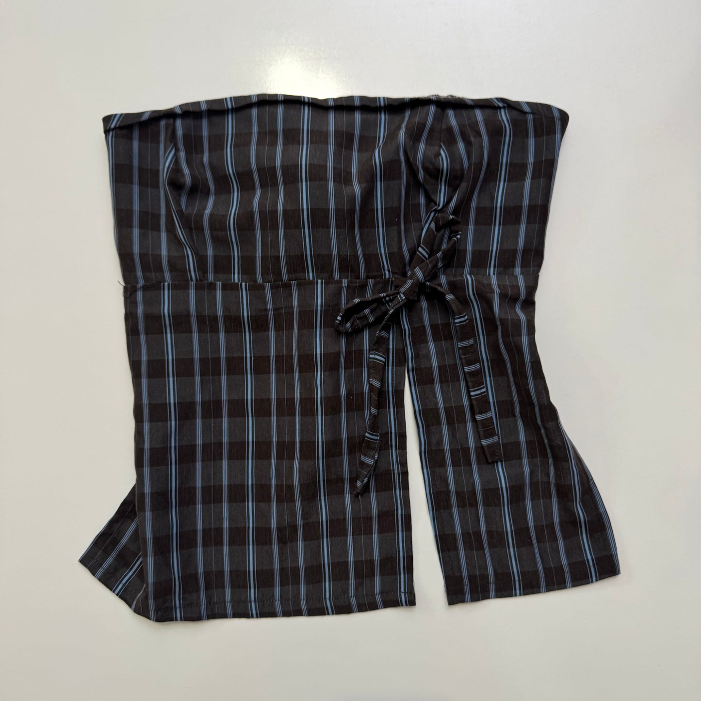 Plaid Strapless Tie Back Top