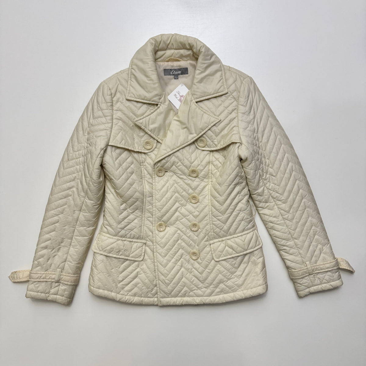 Cream Peacoat Puffer Jacket