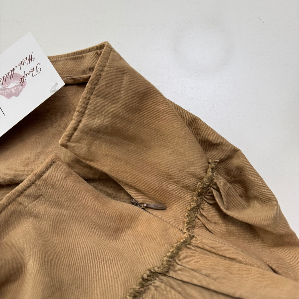Tan Ruffle Mini Skirt