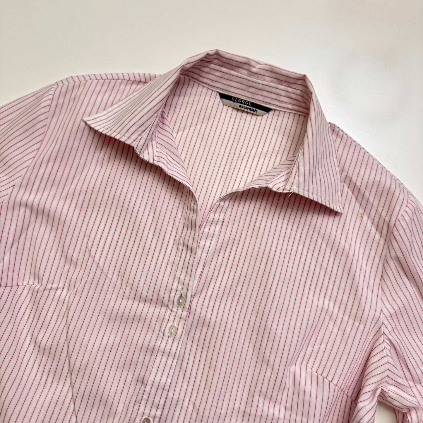 White + Pink Striped Blouse