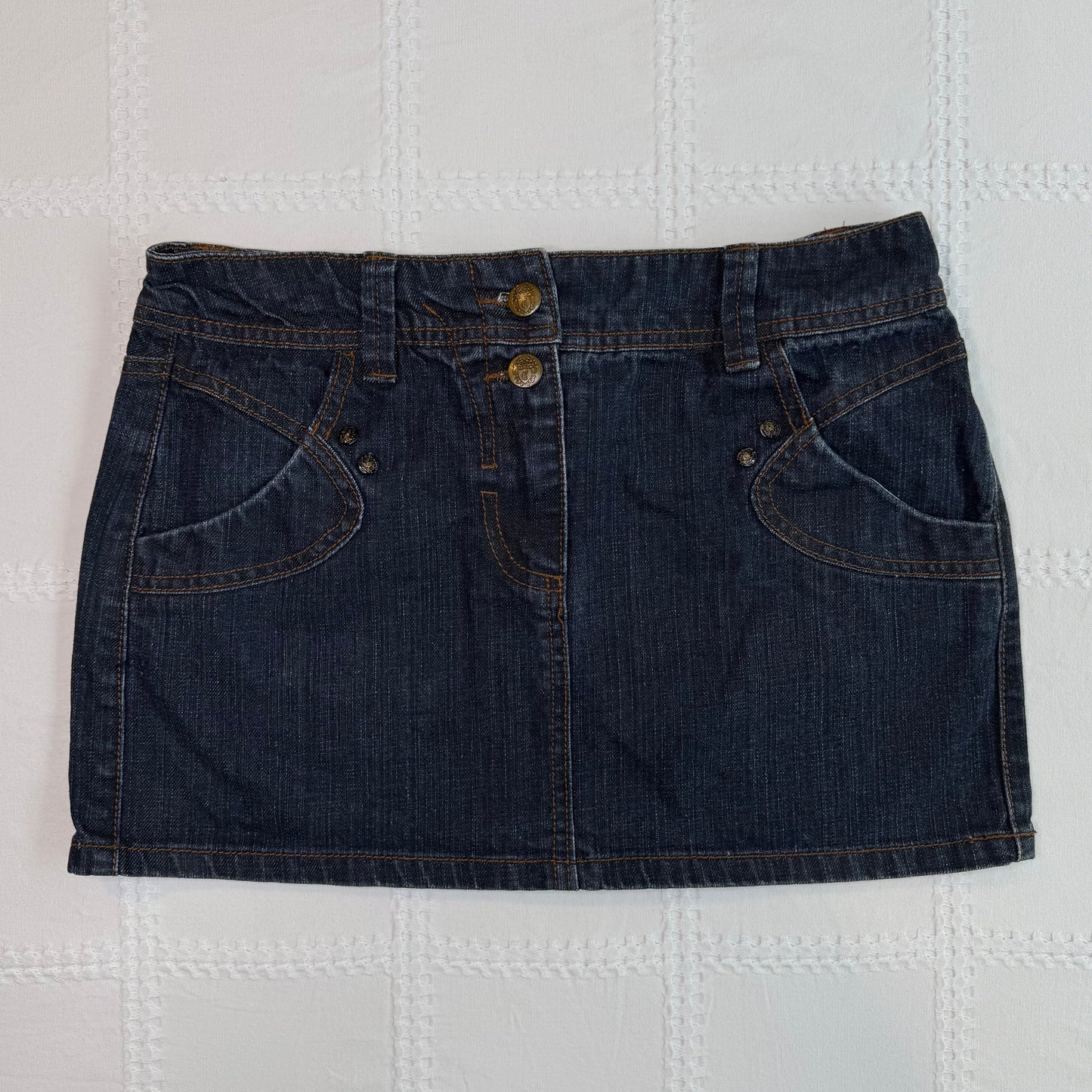 Buckle Denim Mini Skirt
