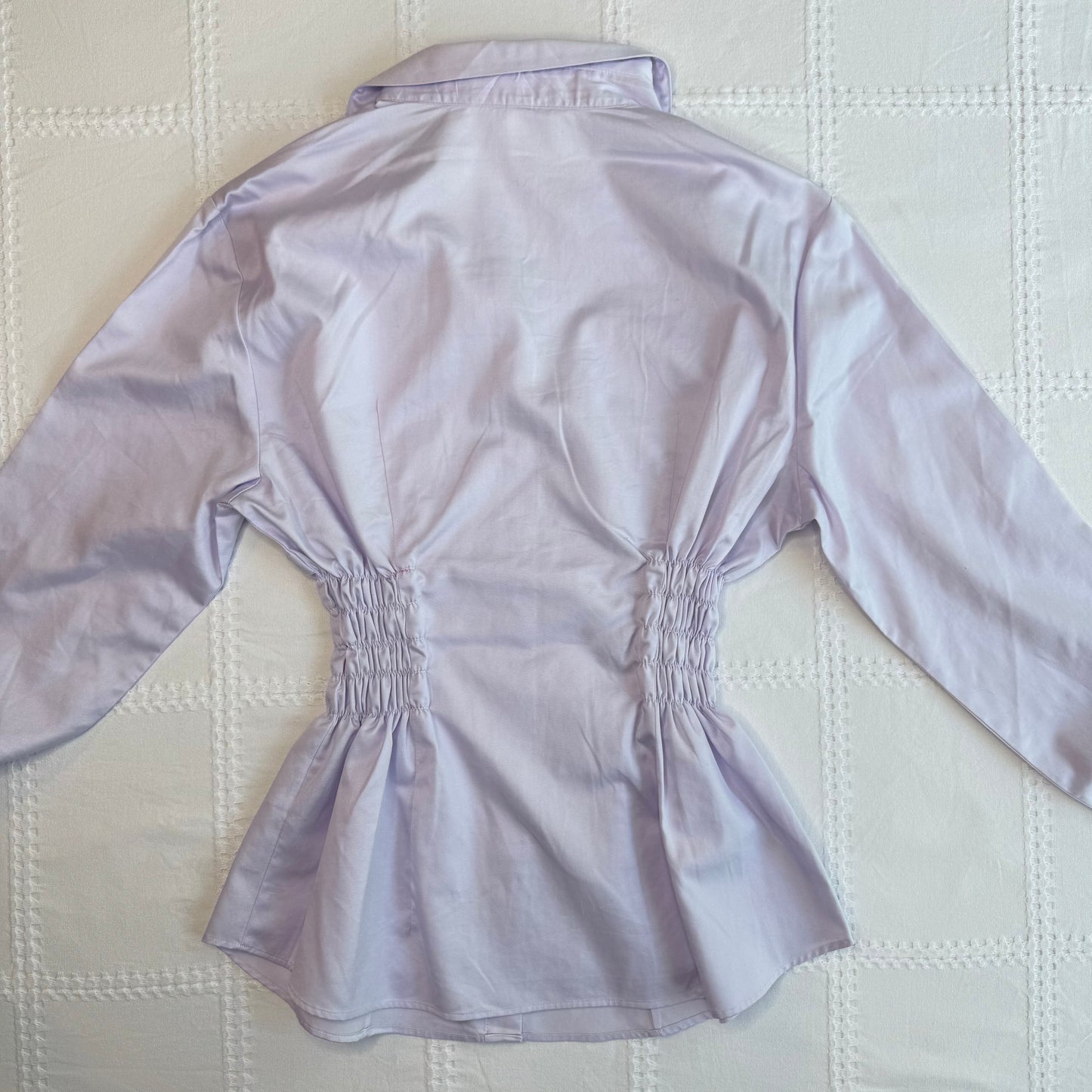 Purple Cinched Button Up Blouse