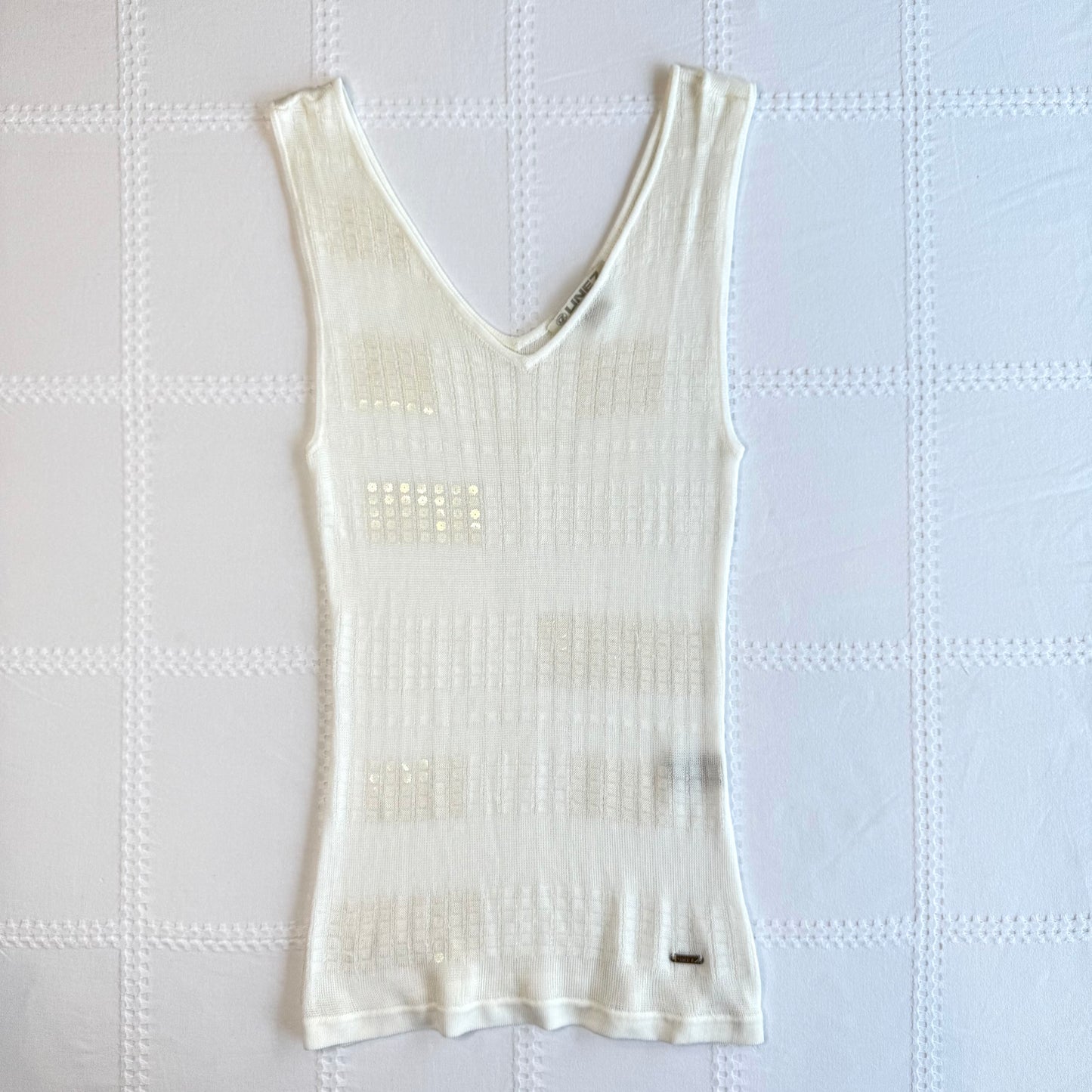 Knit Sequin V Neck Tank