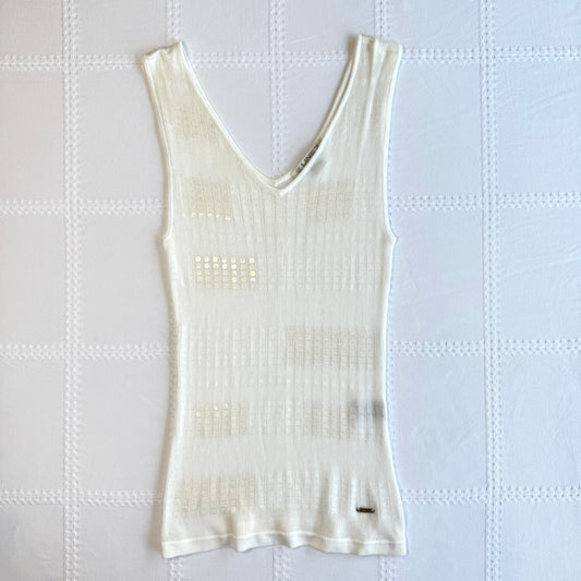 Knit Sequin V Neck Tank
