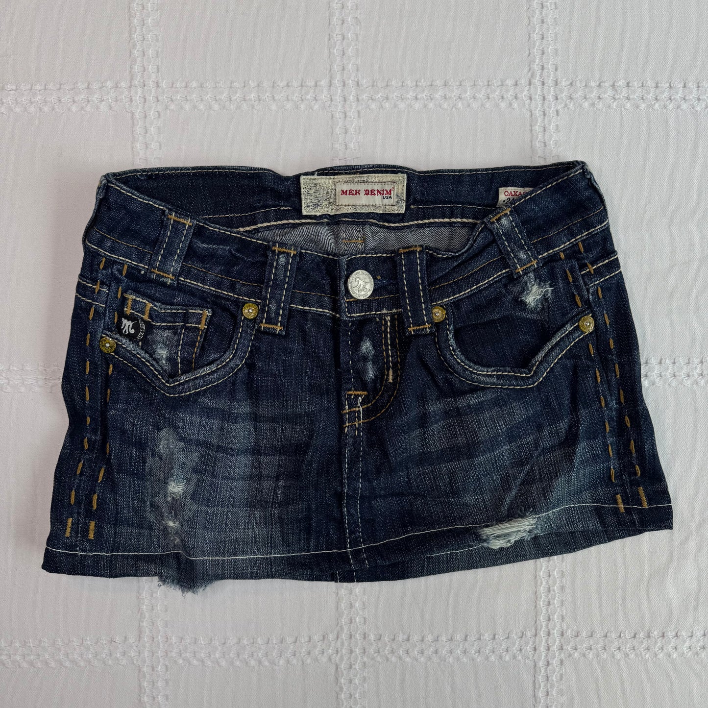 Embroidered Denim Micro Mini
