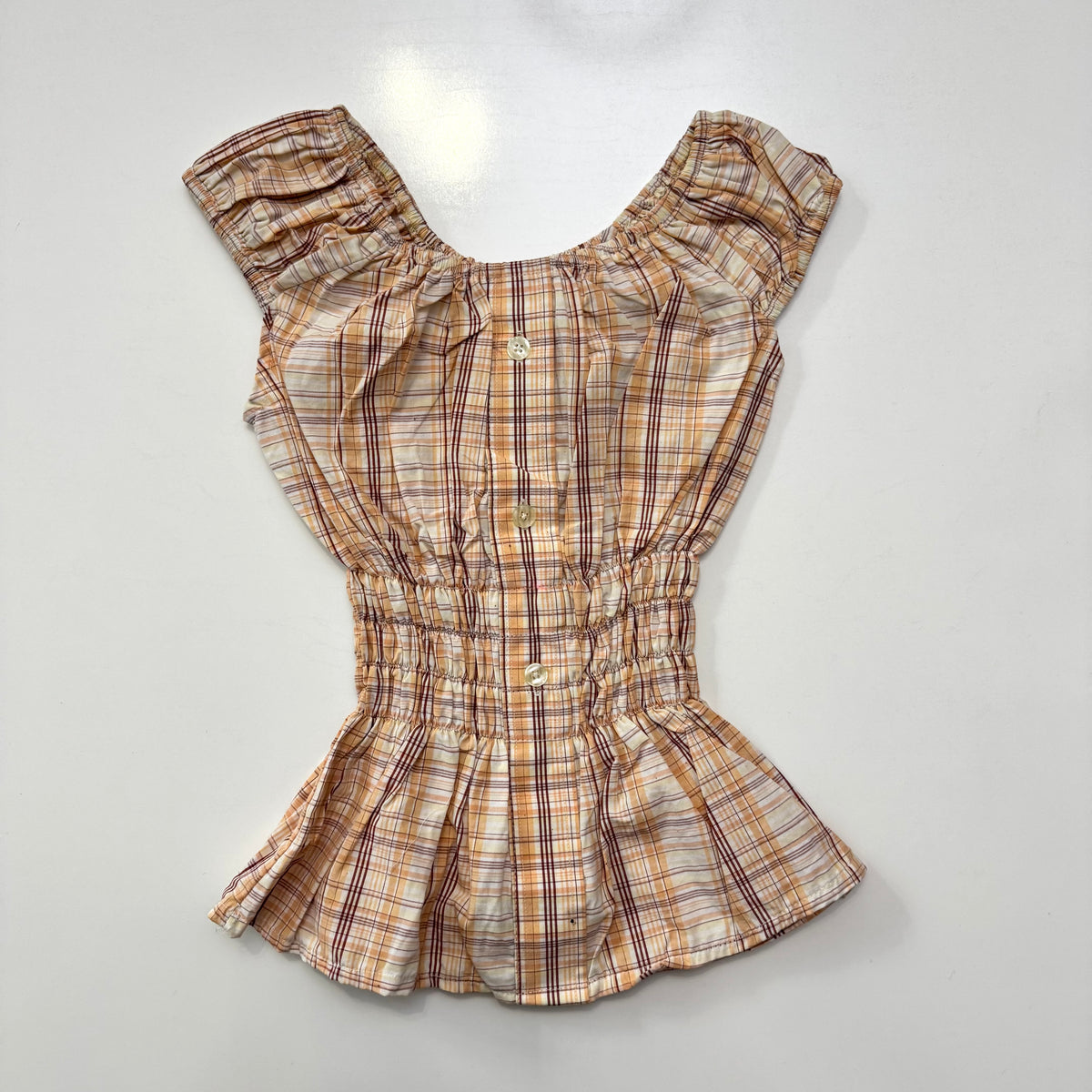 Plaid Milkmaid Top
