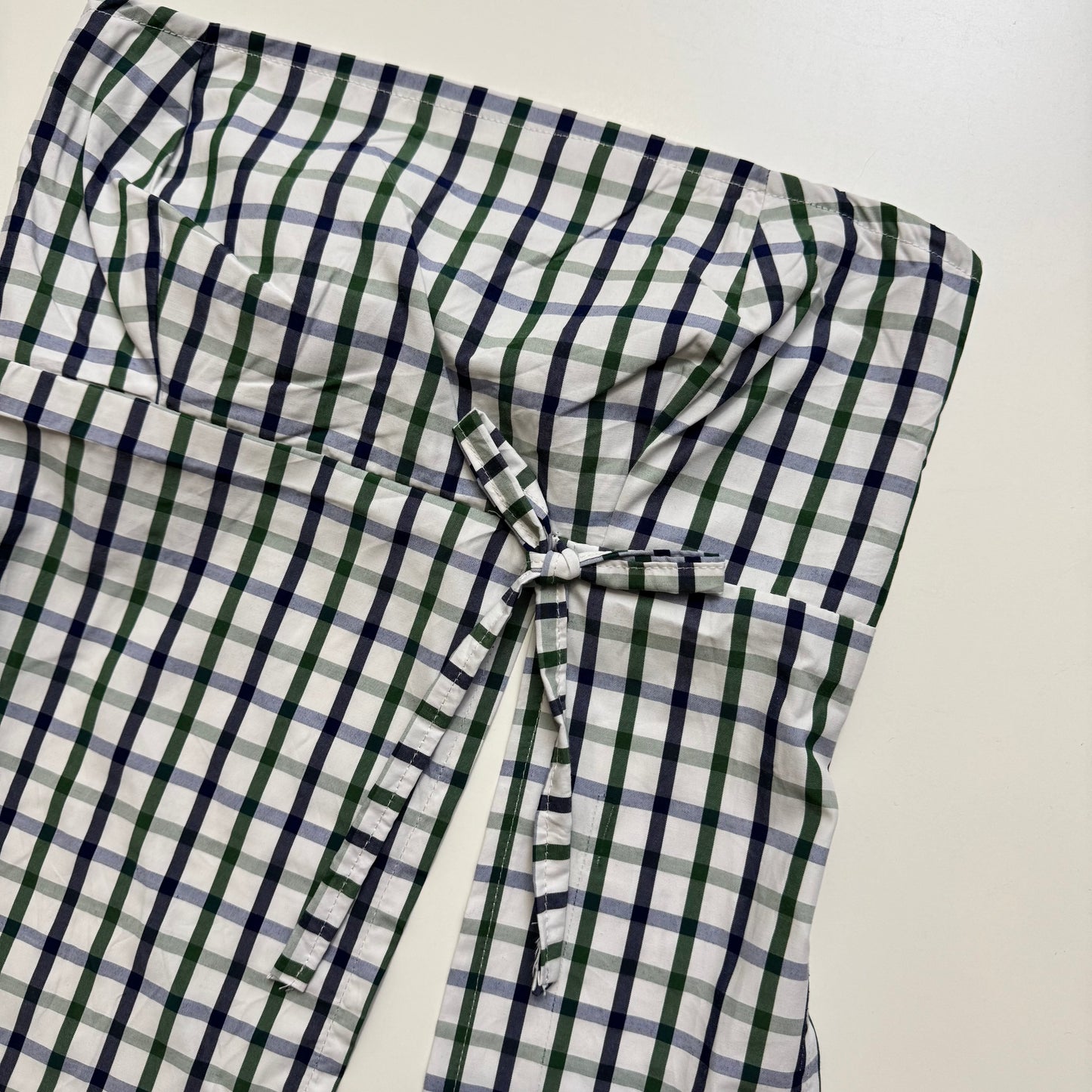 Plaid Strapless Tie Back Top