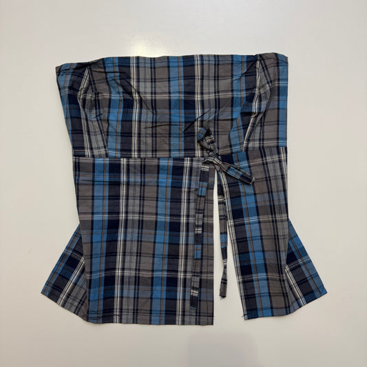 Plaid Babydoll Tie Back Top