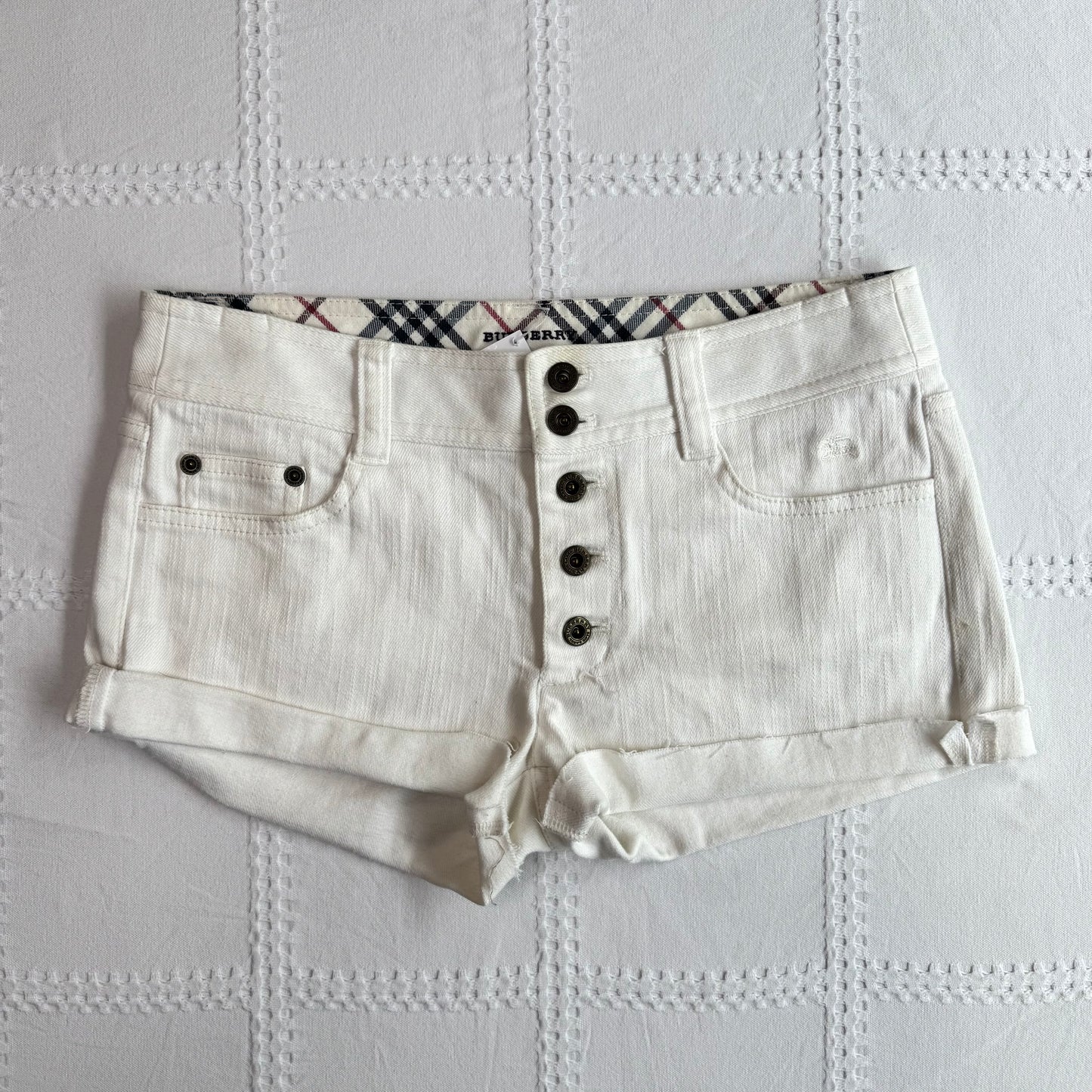 Burberry White Denim Shorts