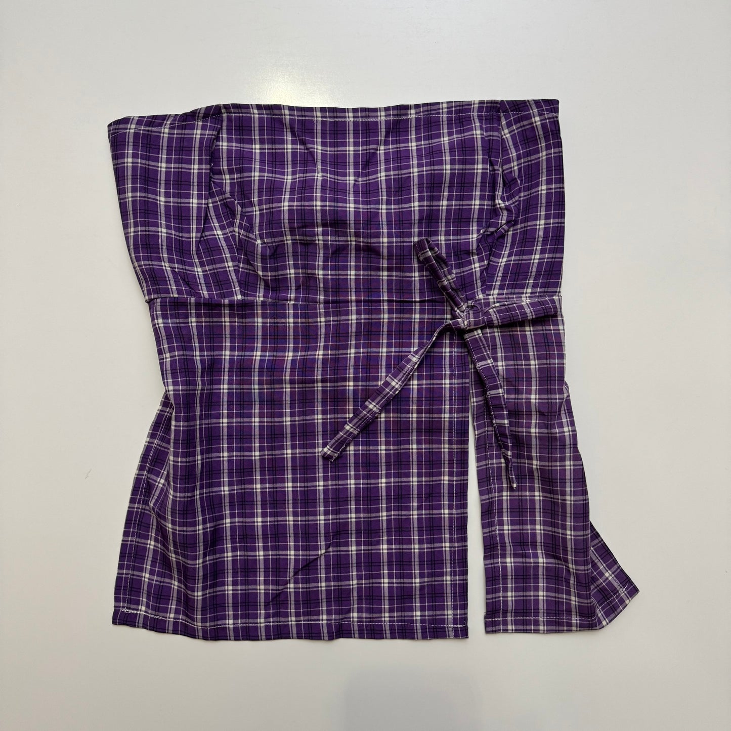 Purple Plaid Babydoll Tie Back Top