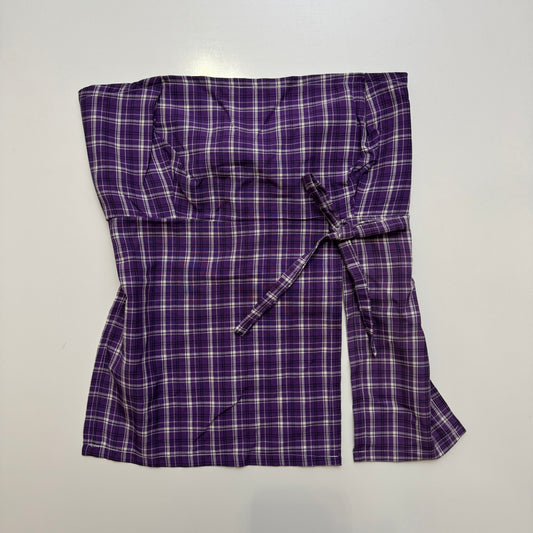 Purple Plaid Babydoll Tie Back Top