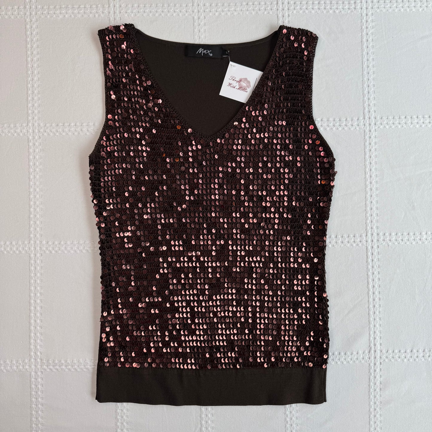 Brown Sequin Tank Top