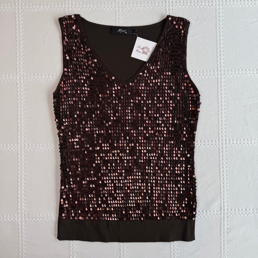 Brown Sequin Tank Top