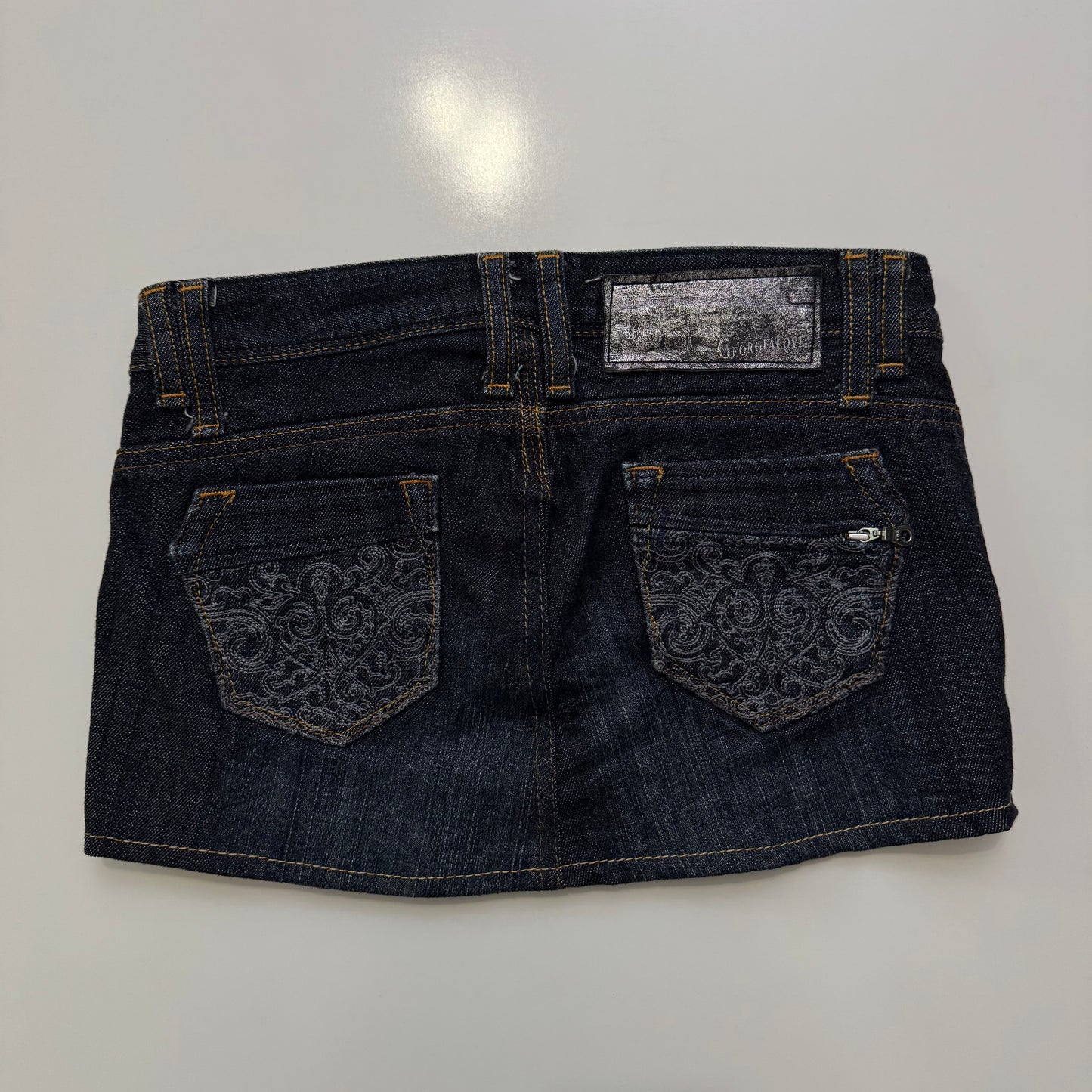 Embroidered Denim Mini Skirt