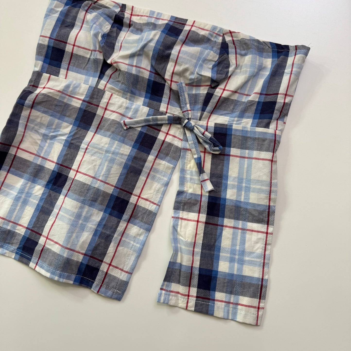Plaid Babydoll Tie Back Top