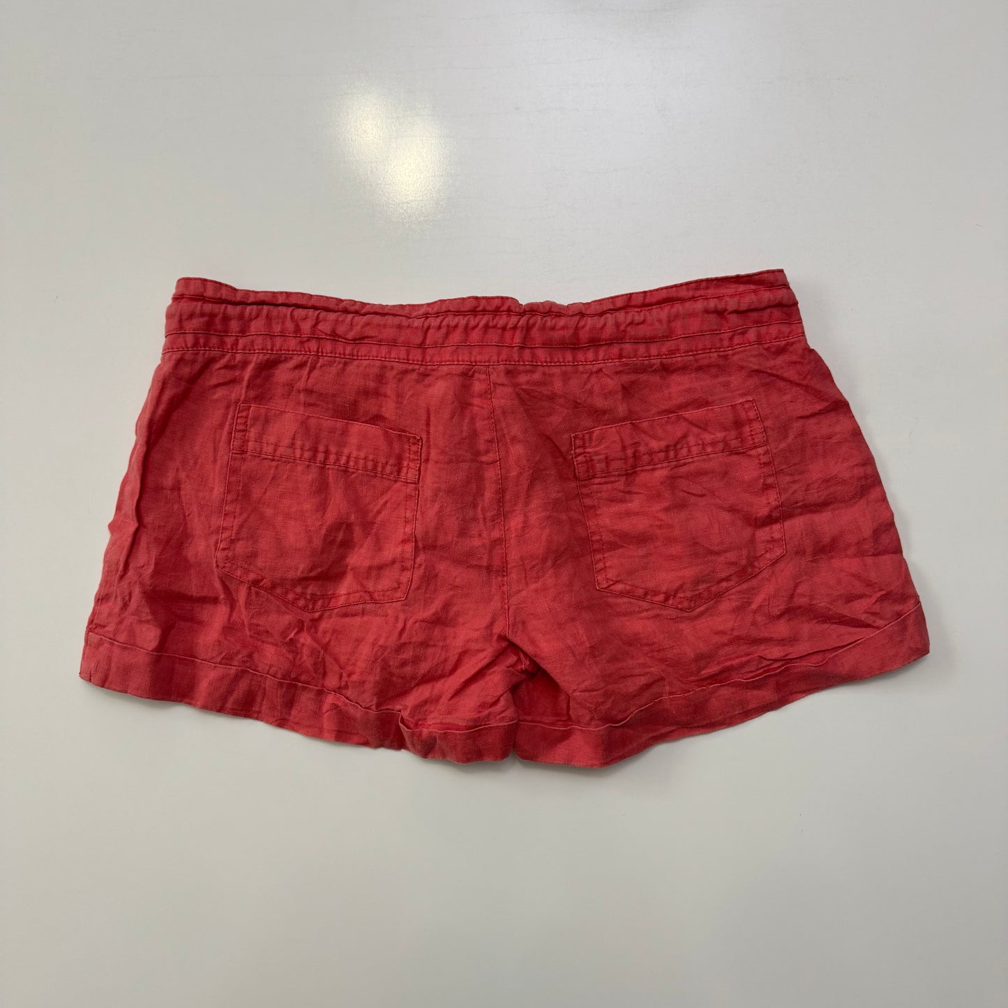 Red Linen Mini Shorts