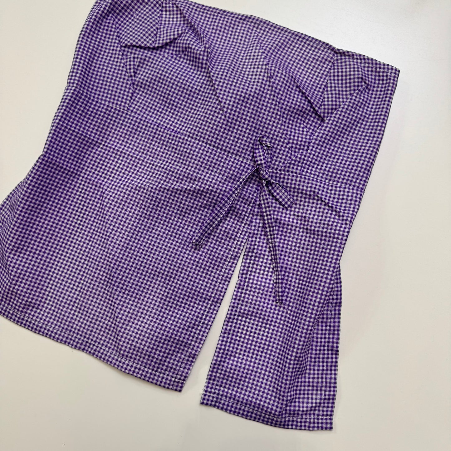 Purple Gingham Tie Back Top