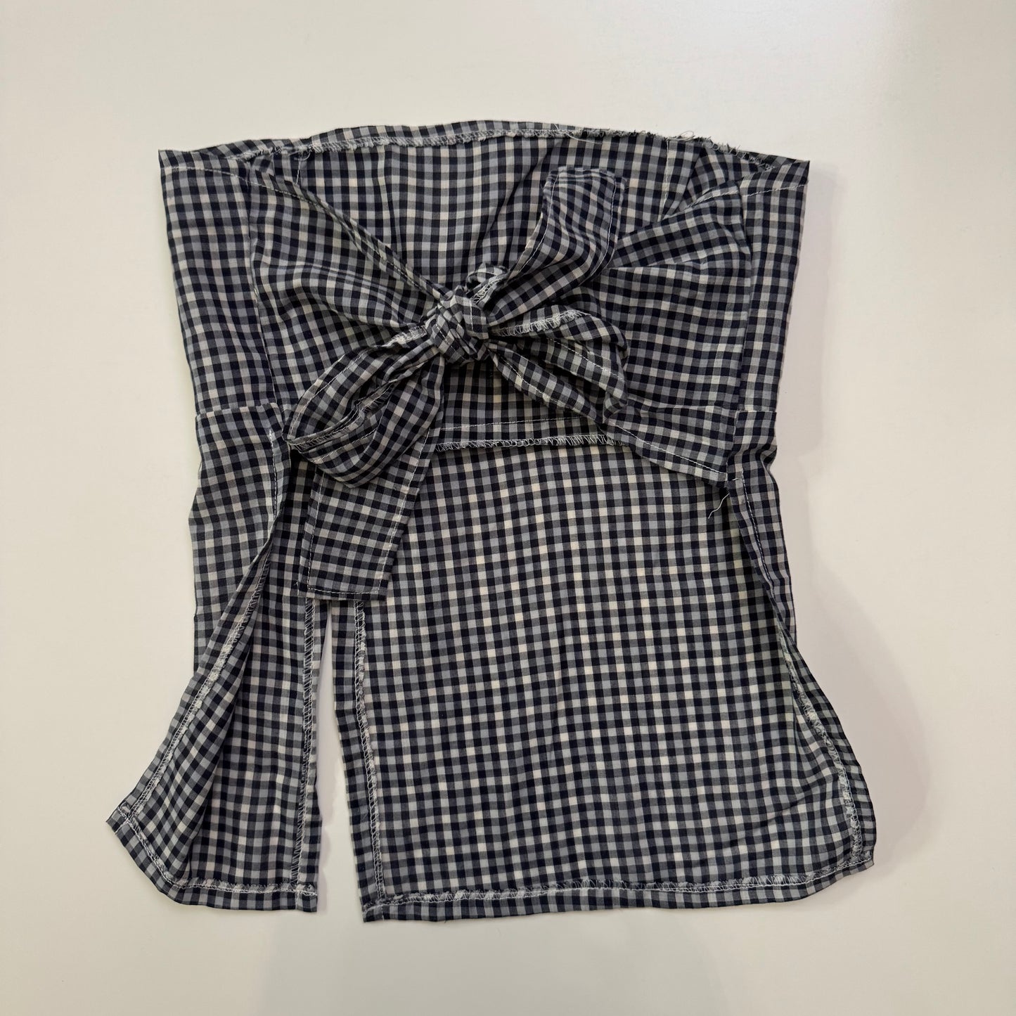 Gingham Strapless Tie Back Top