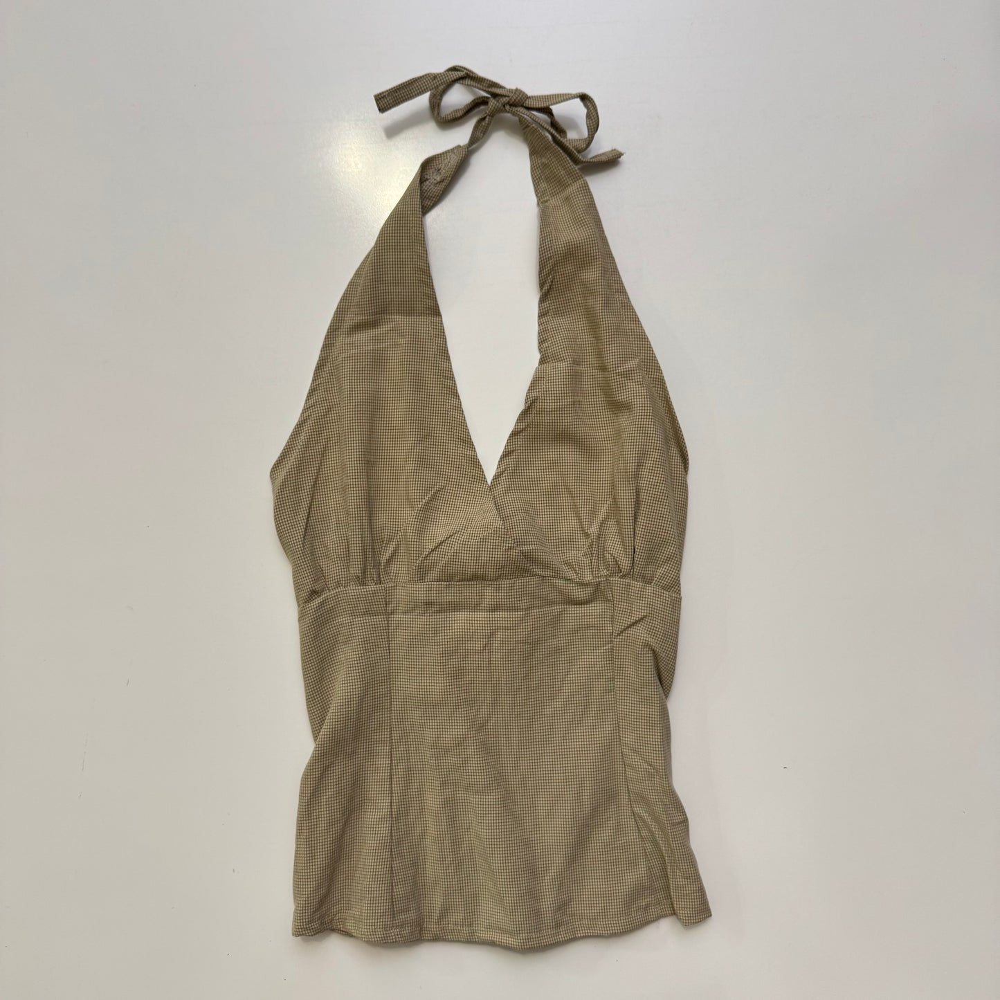 Tan Plaid Halter Top